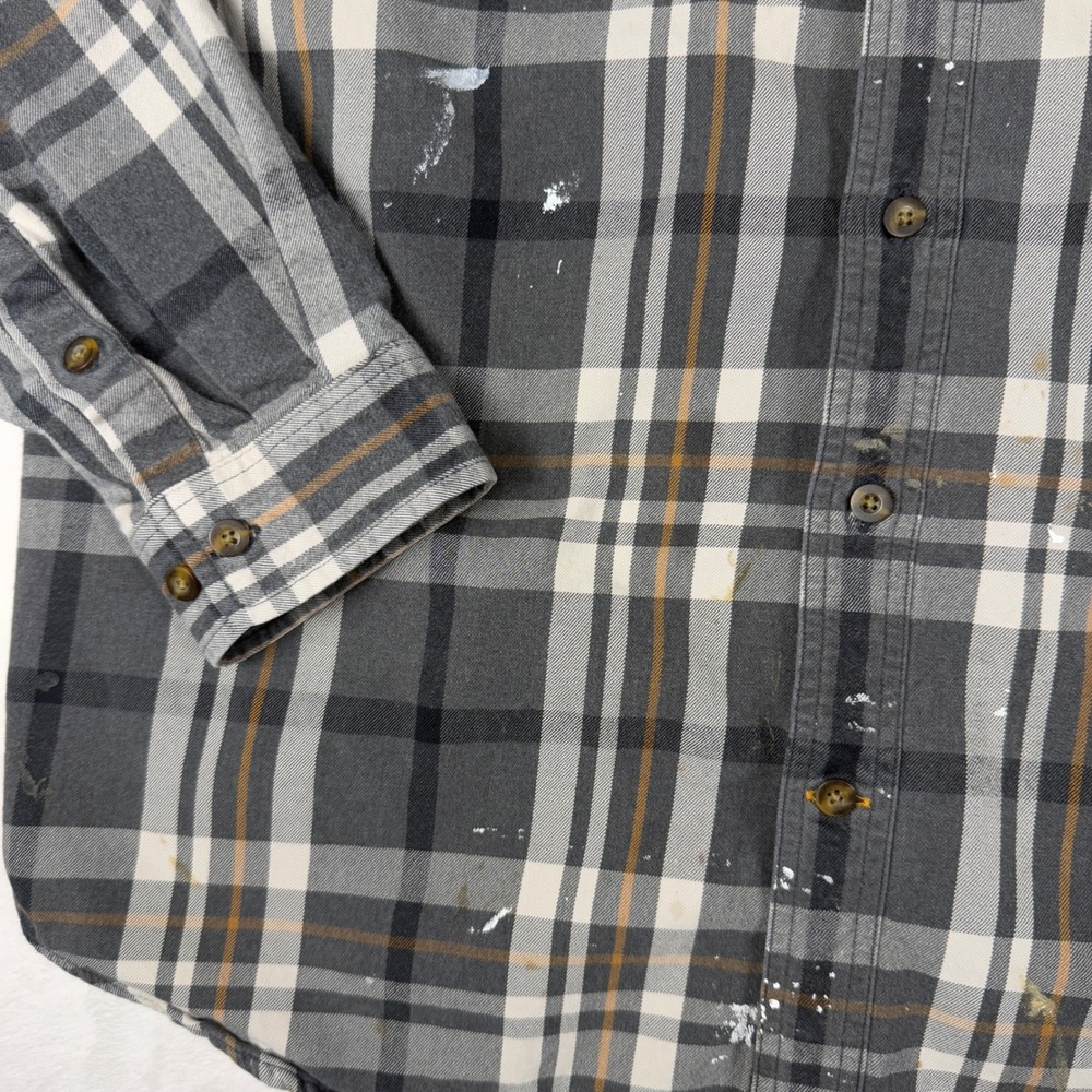 Carhartt Flannel Plaid Button Up Long Sleeve Mens XL Original Fit Paint Splatter - Picture 2 of 9